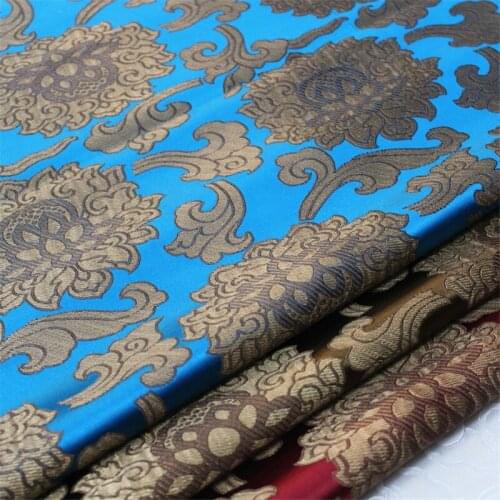 CF916 Blue/Red/Brozen Chinese Style Brocade Jacquard Fabric Chinese Wedding Couple Clothes Home Textile DIY Sewing Materials