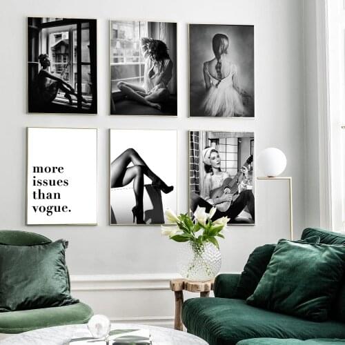 Black and White Sexy Window Girl Nordic Canvas Painting Fashion Woman High Heels Posters Wall Art Picture Living Room Home Decor
