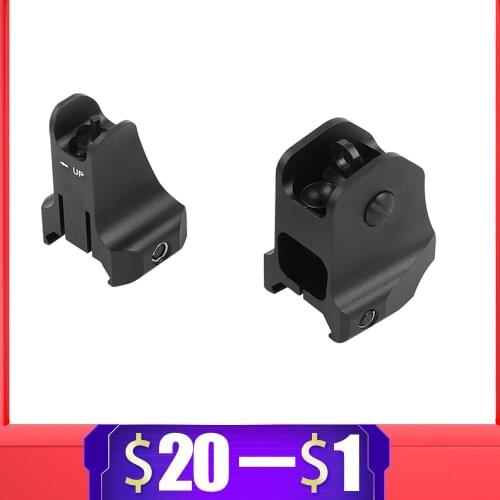 CNC D Fixed Front Rear Iron Sight Combo Set Windage Adjustment Knob for Hunting Airsoft Gel Blaster AR15 Apertures Iron Sights