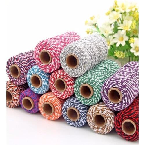 Wool Yarn 100m/Volume 2mm Double-color Cotton Rope Two-tone twine Thread Decoration Braided Cotton Thread 2 Color Cotton MX01