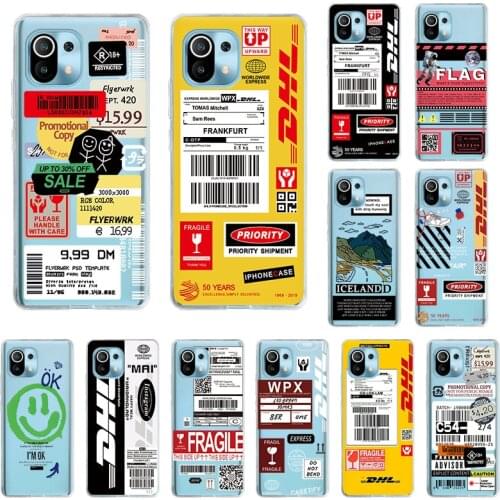 Express Label Bar Code Soft TPU Phone Case for Xiaomi Mi 10 Ultra 11 10T Pro 9 9T 10s Note10 Lite POCO-X3 M3 Iceland Dhl Cover