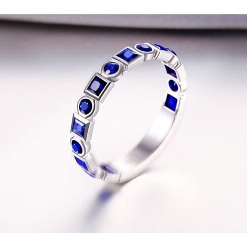 Elegant Blue CZ Zircon Engagement Rings for Womens Jewelry White Gold Color Wedding Bands Ring Valentines Day Gifts Bague Femme