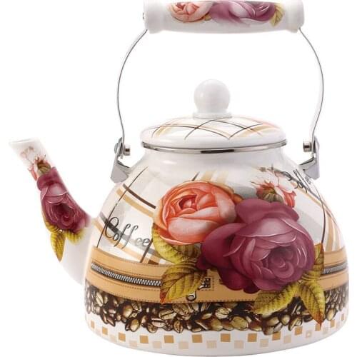 4L enamel pot rustic style printing kettle induction cooker gas stove pot household enamel kettle durable and beautiful