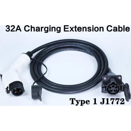 EV Adaptor 32A SAE J1772 Type 1 to Type 1 Plug EV Adapter Electric Cars Vehicle Charger Charging Connector Extension Cable