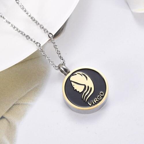 IJD9968 Stainless Steel The Birthday Series Virgo Constellation sign Memorial Necklace for Ashes Urn Bracelet Souvenir Necklace