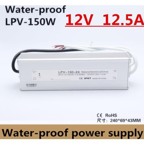 IP67 outdoor power supply 12v 150w waterproof power supply unit 12v 12.5A 150w led power supply transformador constant voltage