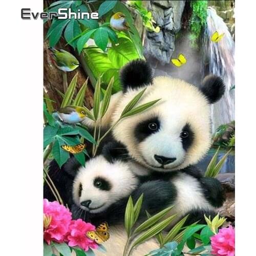 Evershine Diamond Painting Icons Animal Full Square Round Drill Panda Diamond Embroidery Beaded Rhinestone Pictures Full Kit