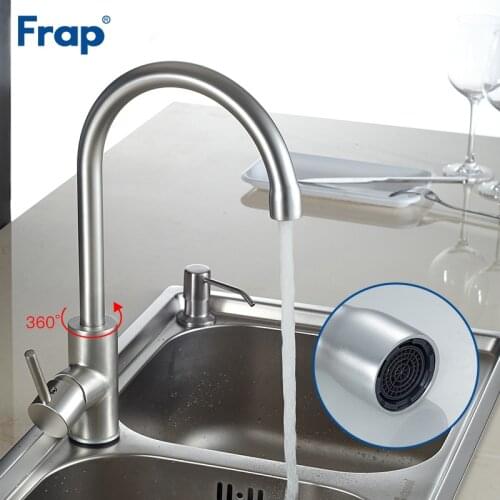 Frap Classic kitchen faucet Space Aluminum brushed Tap Hot and Cold Water mixer faucets 360 degree rotation crane F4052