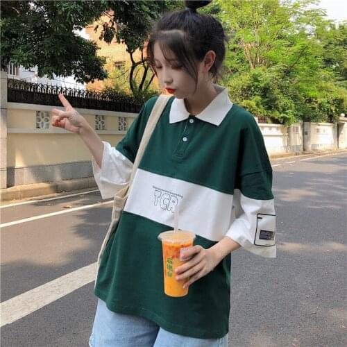 Summer Japan Kawaii Womens sweatshirts Green Women Tshirts Short Sleeve Ladies Sweatshirt Loose Girls Tops