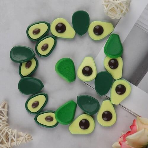 10pcs Avocado Slices Slime Supplies Toy Addition For Fluffy Clear Slime Resin Fruit Slices Charms Accessories