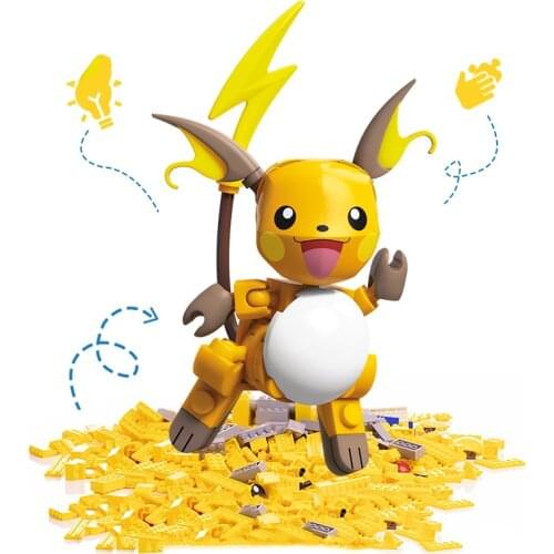 Mega Construx Genuine Pokemon Raichu Building Blocks Model Sets Bricks Classic For Children Toys