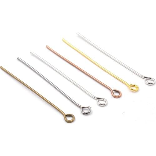 Multi Metal Eye Head Pins Silver Gold KC Rhodium Copper 200pcs 16-50mm DIY Findings Supplies for Jewelry Making Accessories