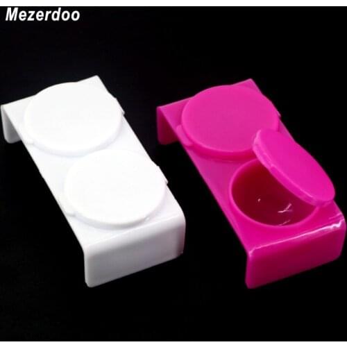 Mezerdoo 2Pcs Dual-Cup Seal Nail Salons Tools for Mixing Liquid and Acrylic Powder Plastics Nail Art Tools White Pink Bowl Cup