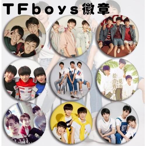 TFBOYS Yi Yang Qianxi Wang Junkai Wang Yuan Same Paragraph Star Surrounding Tinplate Badges Fashion Badge Brooch Pendant Idol