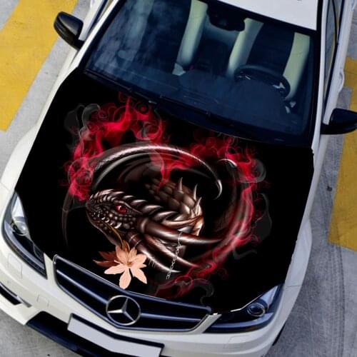 3D Animal Pattern Hood Engine Cover Sticker Waterproof Sunscreen Pterosaur Fire Dragon Car Head Protective Change Color Film