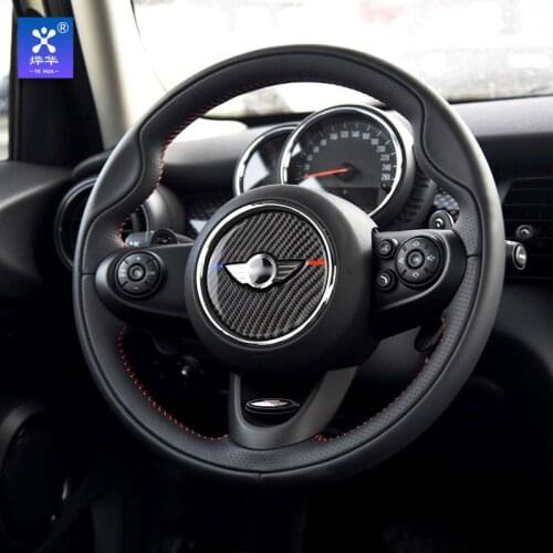For BMW Mini Cooper Countryman F55 F56 F60 Interior Carbon Fiber Steering Wheel Stickers Cover Trim Decoration Car Accessories