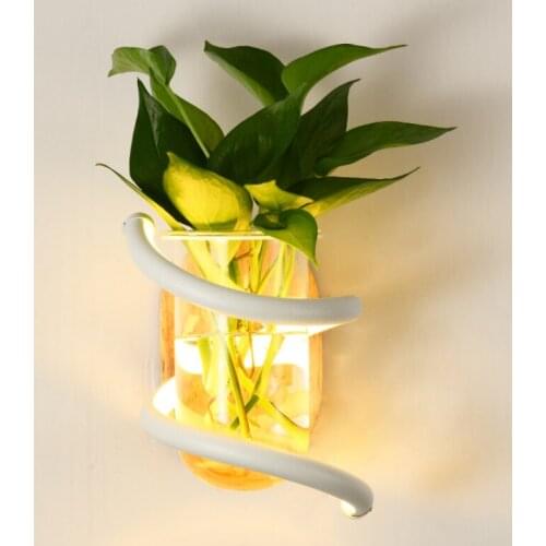 Nordic Bedroom Bedside Wall Lamp Led Light Can Be Placed Green Plant Lampshade Staircase Background Wall Light Aisle Lighting