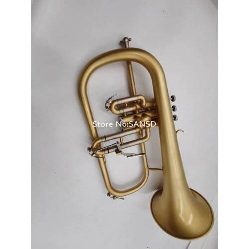 Real Product Bb Tune Flugelhorn Brass Plated Professional Musical Instrument With Case Free Shipping