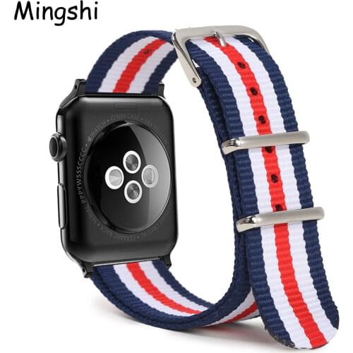 Nylon Watchband for Apple Watch Band Series 6/5/4/3/2/1 Sport Leather Bracelet 42mm 44mm 38mm 40mm Strap For iwatch SE Band
