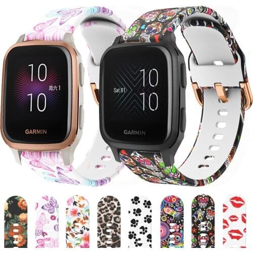 Printed Silicone Strap For Garmin Venu SQ/SQ Music Smart Watch Band 20MM Replaceable Wristbands For Forerunner 645 245 M Correa