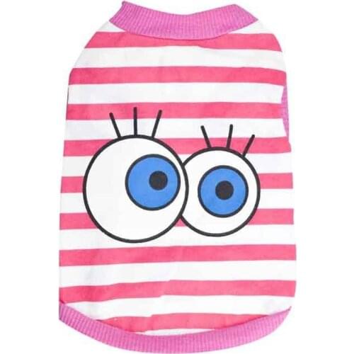 Pink Pet Dog Big Eyes Striped T-shirt Vest Cat Clothes Puppy Shirt Chihuahua Poodle Yorkshire Terrier Dog Clothes Pet Clothing