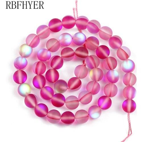 Rose-Red Natural Matte Frosted Labradorite Synthetic Stone Round ball 6/8/10MM Loose bead for jewelry making bracelets DIY