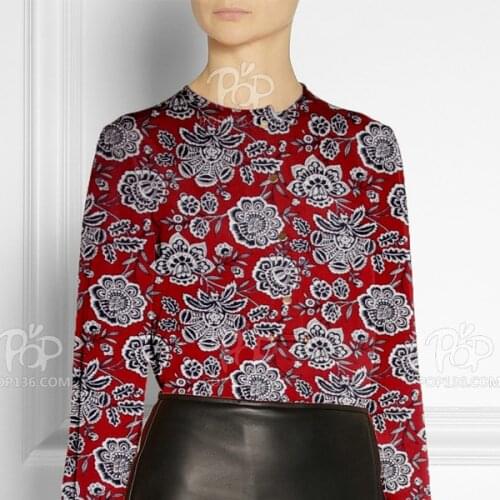 Wide print silk double crepe fabric red classic retro print with the spring and summer silk fabric silk cloth free shipping