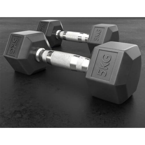 Six Corner Fixed Dumbbells Men with Rubber Cover for Fitness Bodybuilding (Single)