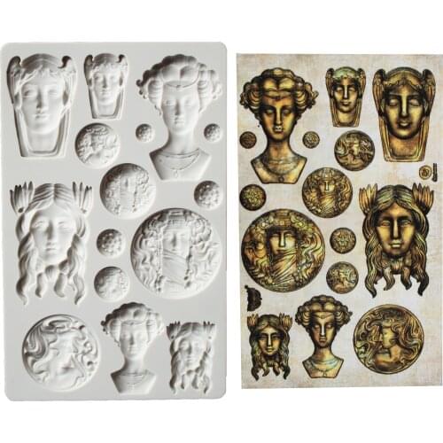 Vintage Portraits Silicone Mold Fondant Cakes Decorating Molds Sugarcraft Chocolate Baking Tools Kitchenware For Cakes Gumpaste