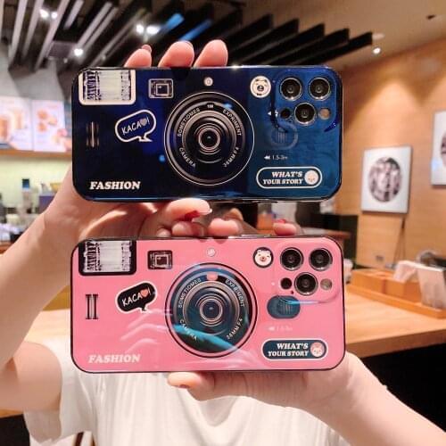 Fashion Fold Holder Silicone Case For Samsung S20 FE S21 Plus M01 M11 M21 M31 M51 A11 A21 A31 Note 20 Ultra Retro Camera Case