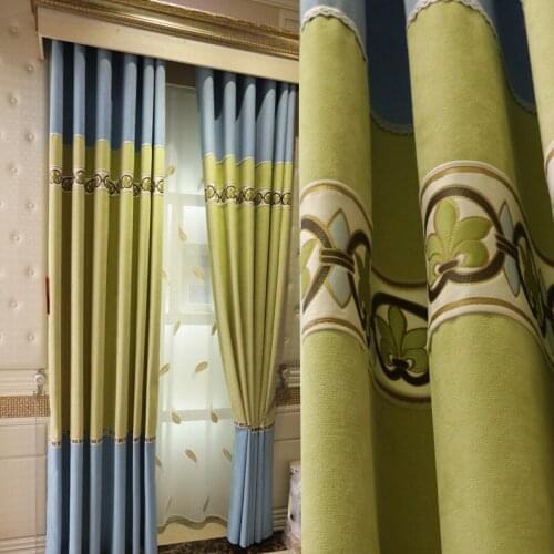 New Modern Simple Curtain Pure Color High-end Stitching Printed Fabric Finished High Shading Curtains for Living Room Bedroom