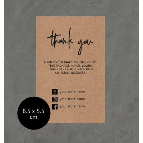 Thank You For Your Order Kraft Card Pack Recycled Eco-friendly Personalised Business Card Multipack Small Business Note Card