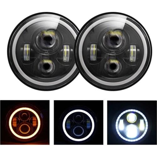 7 inch LED Cafe Racer Motorcycle Headlight Lamp Halo DRL Moto LED For Harley Heritage Softail Road King Electra Street Glide