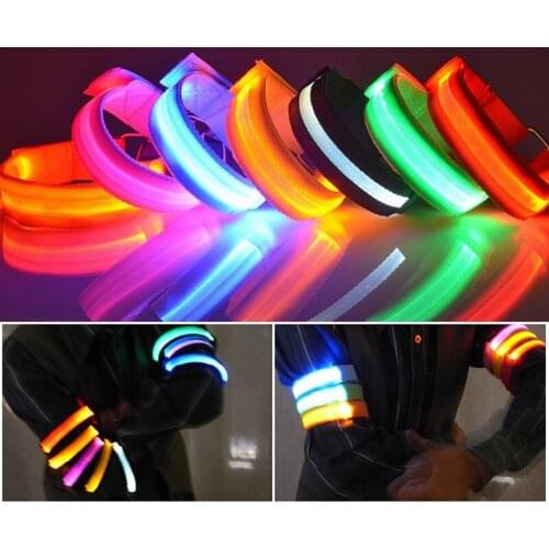 Reflective LED Light Arm Armband Strap Outdoor Bracelet Safety Reflective Warning Light Night Flashing Belt Running