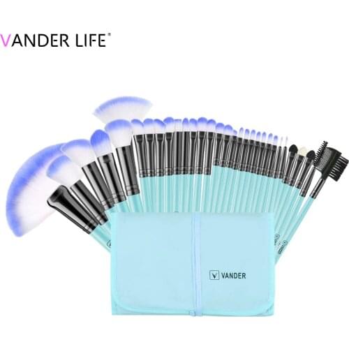 VANDER LIFE Blue Makeup Brushes Set Eye Face Cosmetic Foundation Powder Blush Eyeshadow Kabuki Blending Makeup Brush Beauty Tool