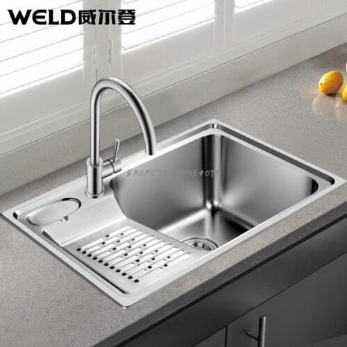 Kitchen Sink Laundry Tub With Washboard 304 Stainless Steel Single Tank Thickened Water Bucket Sink Laundry Tank Laundry Counter