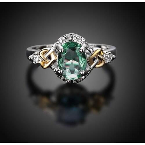 Garilina High-end Trendy Ring Female Factory Direct Supply Green Stone Silver Color ring Party Mothers Day Gifts AR2268