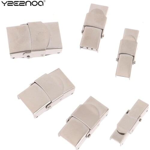 10pcs Silicone Bracelet Jewelry Making DIY Connect Lace Buckle Stainless Steel Clasp Crimp Jaw Hook Watch Band Clasp For Leather