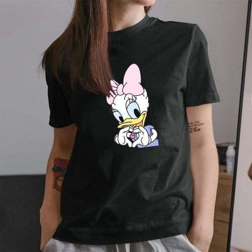 7 Colors Women T-shirt Cartoon Disney Daisy Duck Print Female Graphic Tshirt Harajuku Funny T Shirt Girl Tops Tee Dropship