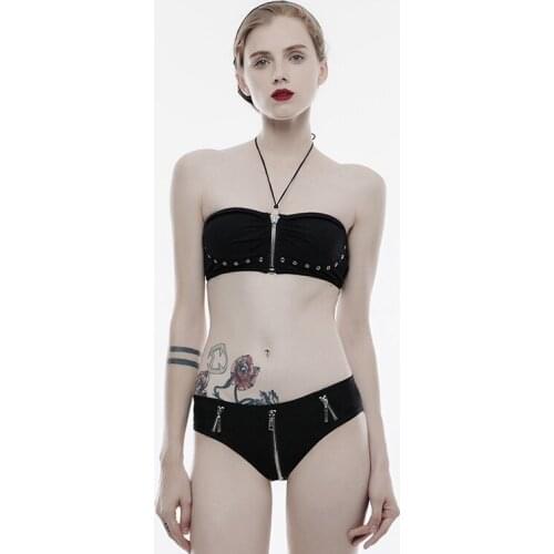 PUNKRAVE Womens Punk Swimsuit Sexy Personality Summer Swimming Set