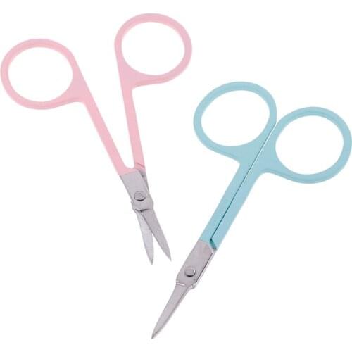 1PC Random Color Stainless Steel Eyebrow Eyelashes Nose Hair Trim Scissor Sharp Ponit Curve Tip Eyebrow Scissor Makeup Scissor