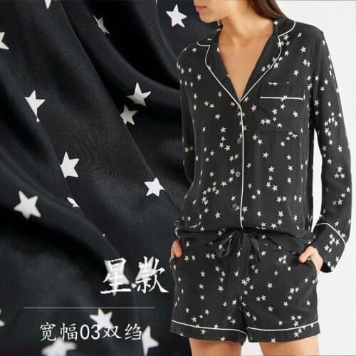 100% mulberry silk crepe de chine fabric cloth per meter 19mm star printed soft cloth shirt dress fabric alibaba express