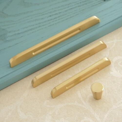 2.5" 3.75" 5" 6.3"Pure Copper Cabinet Handles Brass Wardrobe Bookcase Handles Simple Modern Cupboard Door Drawer Knobs Hardware