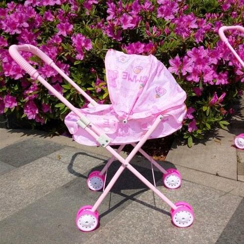 Besegad Cute Simulation Foldable Mini Baby Doll Pram Pushchair Stroller Childrens Kids Pretend Role Play Toys gift Accessories