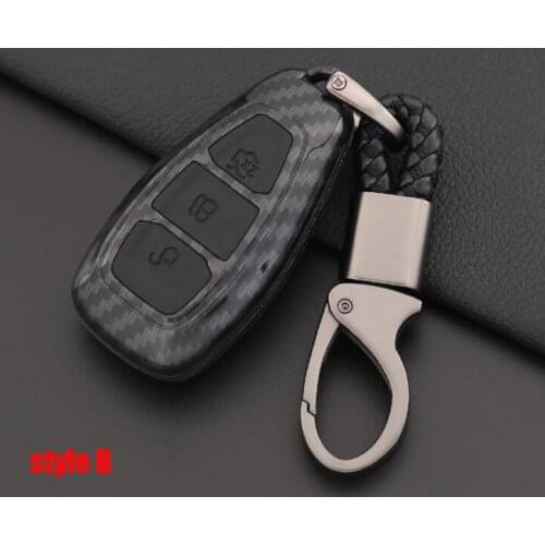 Carbon Fiber Car Styling Key Remote Key Fob Case Cover Keychain for Ford Fiesta Focus 3 4 MK3 MK4 Mondeo Ecosport Kuga Focus ST
