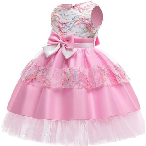 2021 Summer Sleeveless Dress Bowknot Kids Dresses For Girls Clothes Children Clothing Princess Party Dress Girl Flower Vestidos