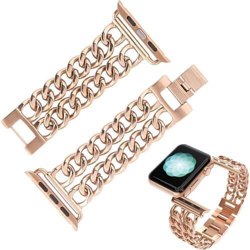 For Apple Watch 4 40mm 44mm Band Rose Gold stainless Steel Bracelet Strap Luxury Wristbands for iwatch Series 3/2 38mm 42mm
