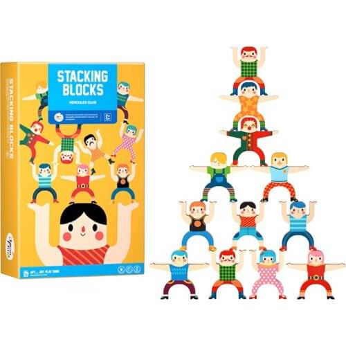 12 Pieces Stacking Toys Wooden Acrobatic Balance Building Blocks Diy Stacking Games Parent-child Interactive Toys Dropship