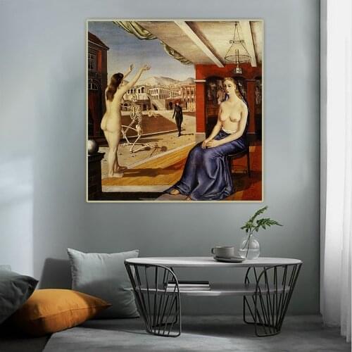 Citon Paul Delvaux《Call,1944》Surrealism Canvas Oil Painting Artwork Poster Picture Background Wall Decor Home Decoration