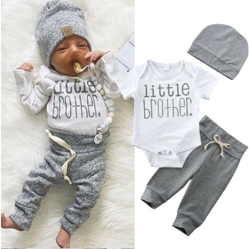 Baby Girl Letter Clothing Set Infant Newborn Outfit Baby Boy Tops Rompers Leggings Beanie Clothes Pants Set 0-18 Months